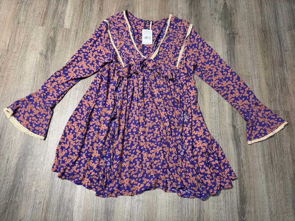 Free People Women's Floral Print Like You Best Long-Sleeve Mini Dress